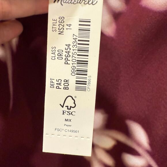 Madewell NWT Maxi Slip Skirt Floral Bordeaux Red Sz 14 Cottage Boho 90s Feminine - Picture 7 of 13